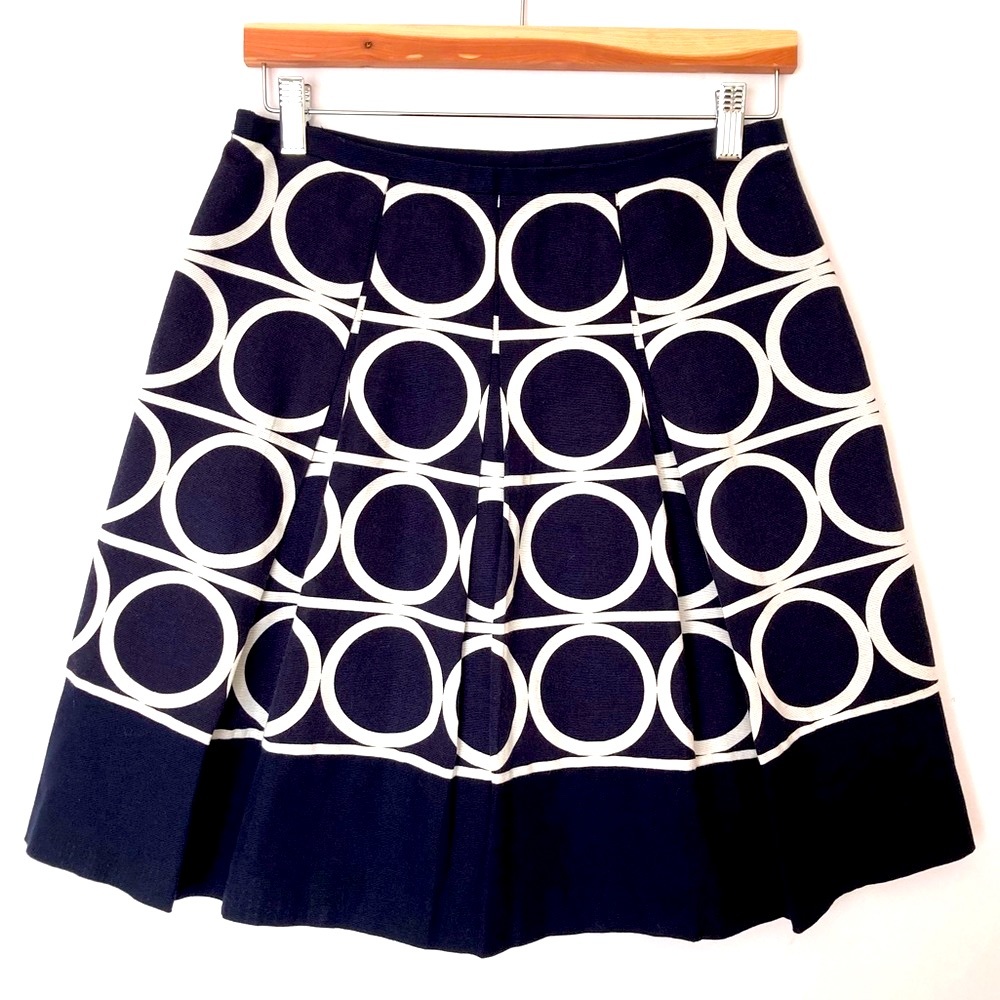Ann Taylor Navy Blue 100% Cotton Pleated Skirt